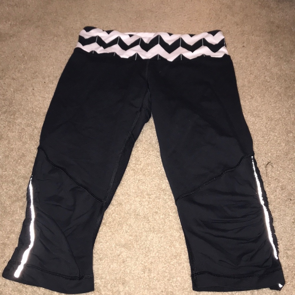 Black Lululemon Yoga Pants with Leg Detail